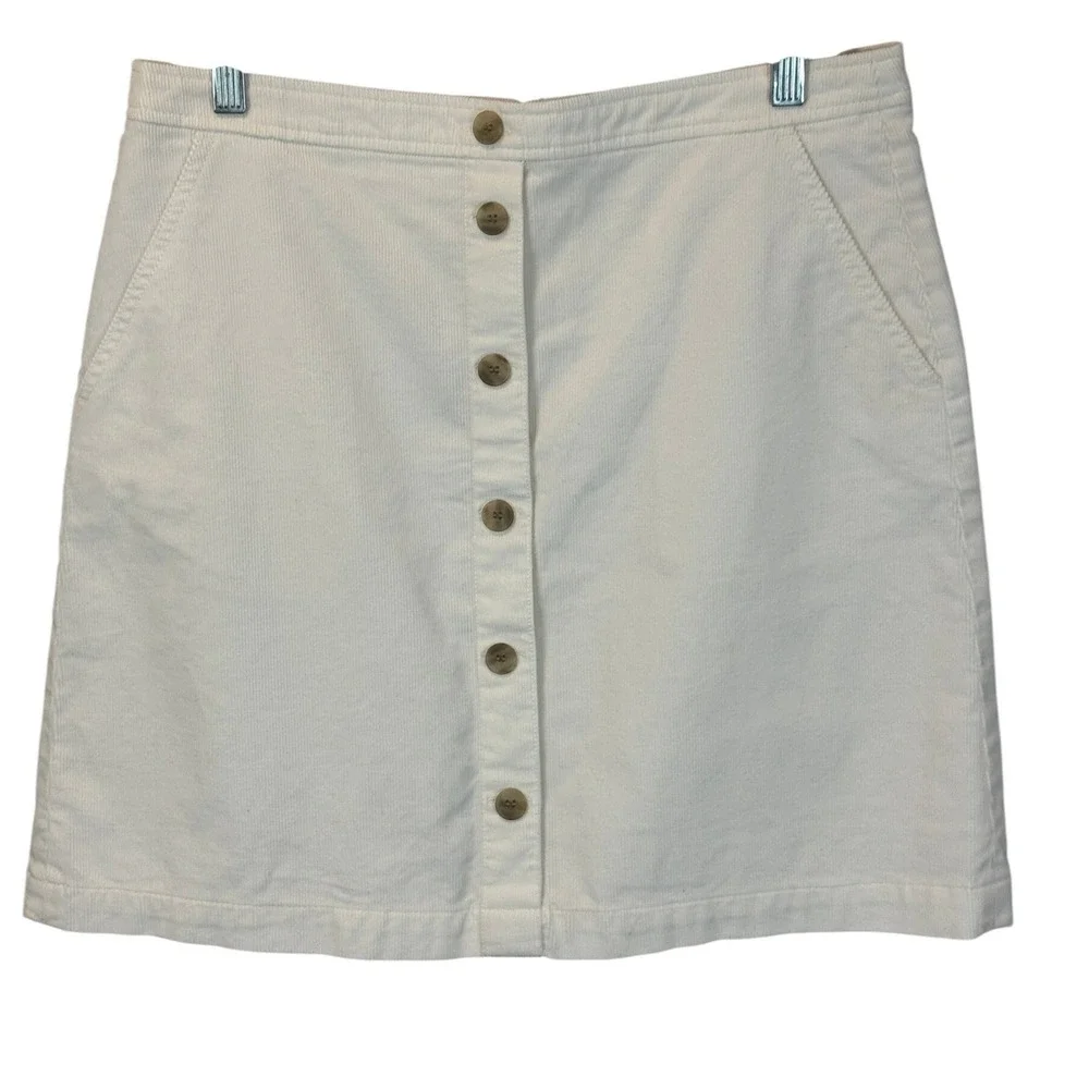 J. Crew Ribbed‎ Corduroy Mini Skirt Ivory Cream Off-White size 10